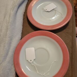 Vintage PYREX FLamingo Saucers (2)